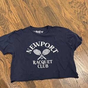 Original Retro Brand Navy Newport Racquet Club Tee, cropped size small